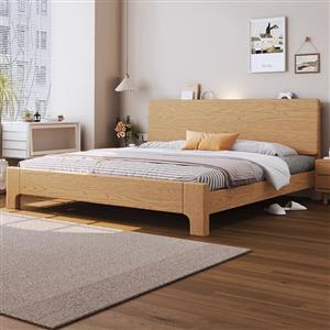 Modern minimalist Nordic style bed 1.8 meters master bedroom double bed full solid frame log bed double bed