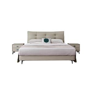 minimalist leather bed master bedroom cream style soft package wedding bed