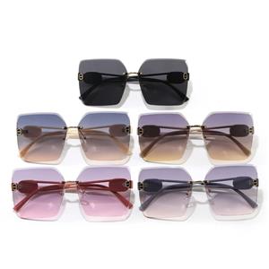 Sunglasses frameless cut edge fashion sunglasses square trendy street shot plain makeup all-match sun visor