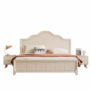 White solid wood bed American bed modern simple double princess bed