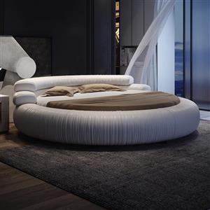 Hotel theme round bed, double bed, large Italian luxury master bedroom, leather round bed