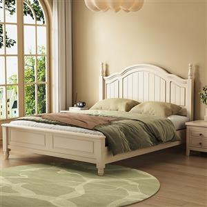 Fully solid wood white children's bed